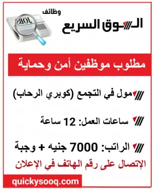 مطلوب أفراد أمن - مول في التجمع (كوبري الرحاب)