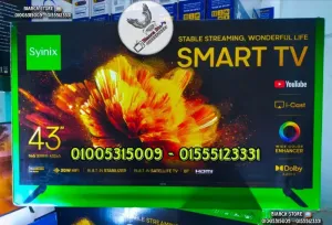 شاشة تلفزيون 43 بوصة سينكس سمارت أندرويد رسيفر داخلي فريمليس بلوتوث جديدة Syinix 43S65